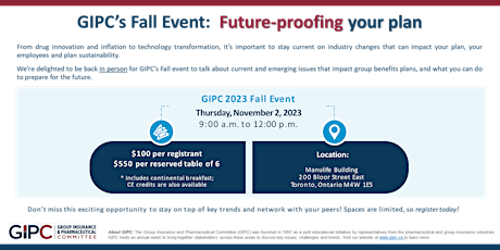 GIPC's Fall Event:  Future-proofing your plan primary image