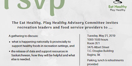 Eat Healthy Play Healthy - Gathering for Recreation Leaders and Food Service Providers in Saskatchewan primary image