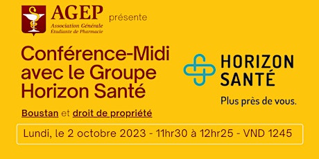 Hauptbild für Conférence-Midi: Droit de propriété avec Groupe Horizon Santé