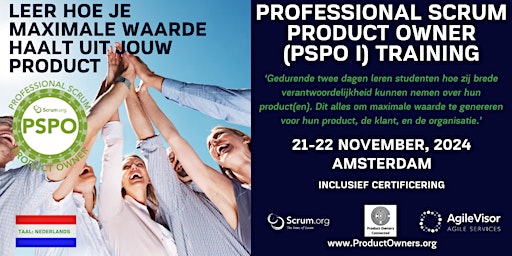 Gecertificeerde 2-daagse training | Professional Scrum Product Owner (PSPO) primary image