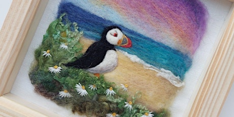Felting a Puffin Picture