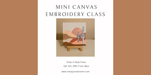 Self Guided Mini Canvas Embroidery (Drop-in anytime, class takes 1.5 hours) primary image