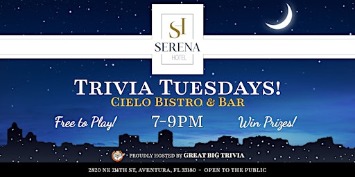 Imagem principal do evento Trivia Night @ Serena Hotel Aventura | Trivia with a View!