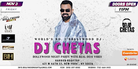 Bollywood Night Party with  World's #1 Bollywood DJ CHETAS- NYC primary image
