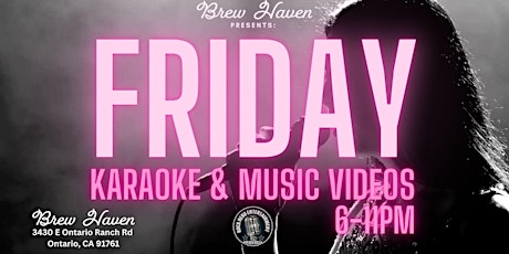 Primaire afbeelding van FRIDAY NIGHT ALL AGES KARAOKE + MUSIC VIDEO PARTY @ BREW HAVEN 7-11PM