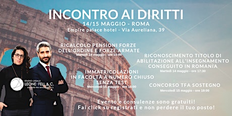 Immagine principale di Incontro ai diritti - Roma, 14-15 Maggio, Empire Palace Hotel 
