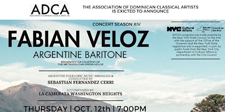 Hauptbild für ADCA Presents: Argentinian Folklore,  featuring Baritone Fabian Veloz