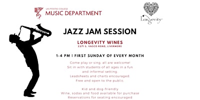 Primaire afbeelding van Las Positas College Jazz Jam Session at Longevity Wines