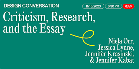 Immagine principale di Criticism, Research, and the Essay (a design conversation) 