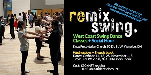 Hauptbild für Beginner-friendly West Coast Swing dance classes