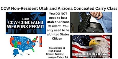 Primaire afbeelding van CCW Non-Resident UTAH and ARIZONA Class: Allows conceal carry in 35+ states