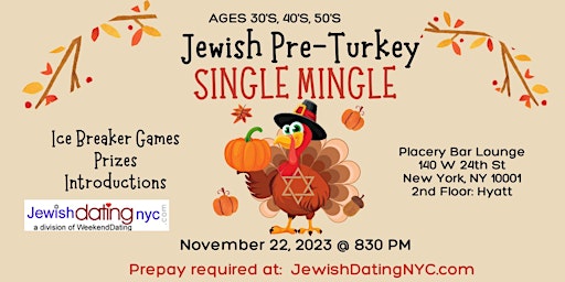 NYC  Jewish Singles Mingle- ages 30s, 40's and 50s primary image