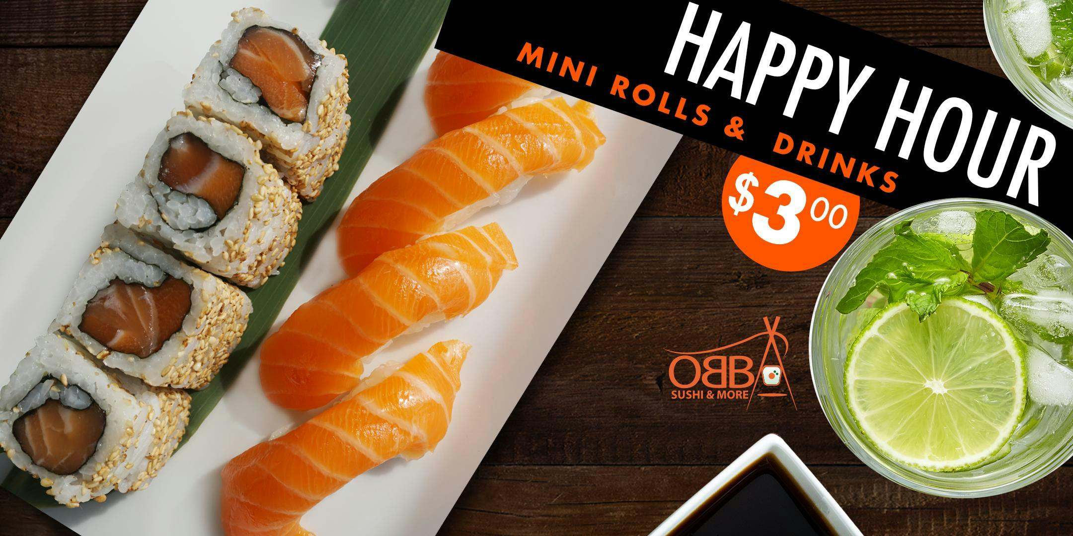 Happy Hour $3 @ Obba Sushi