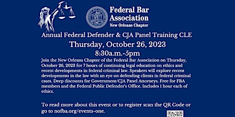 Imagem principal do evento 2023 Annual Federal Defender & CJA Panel Training Program CLE