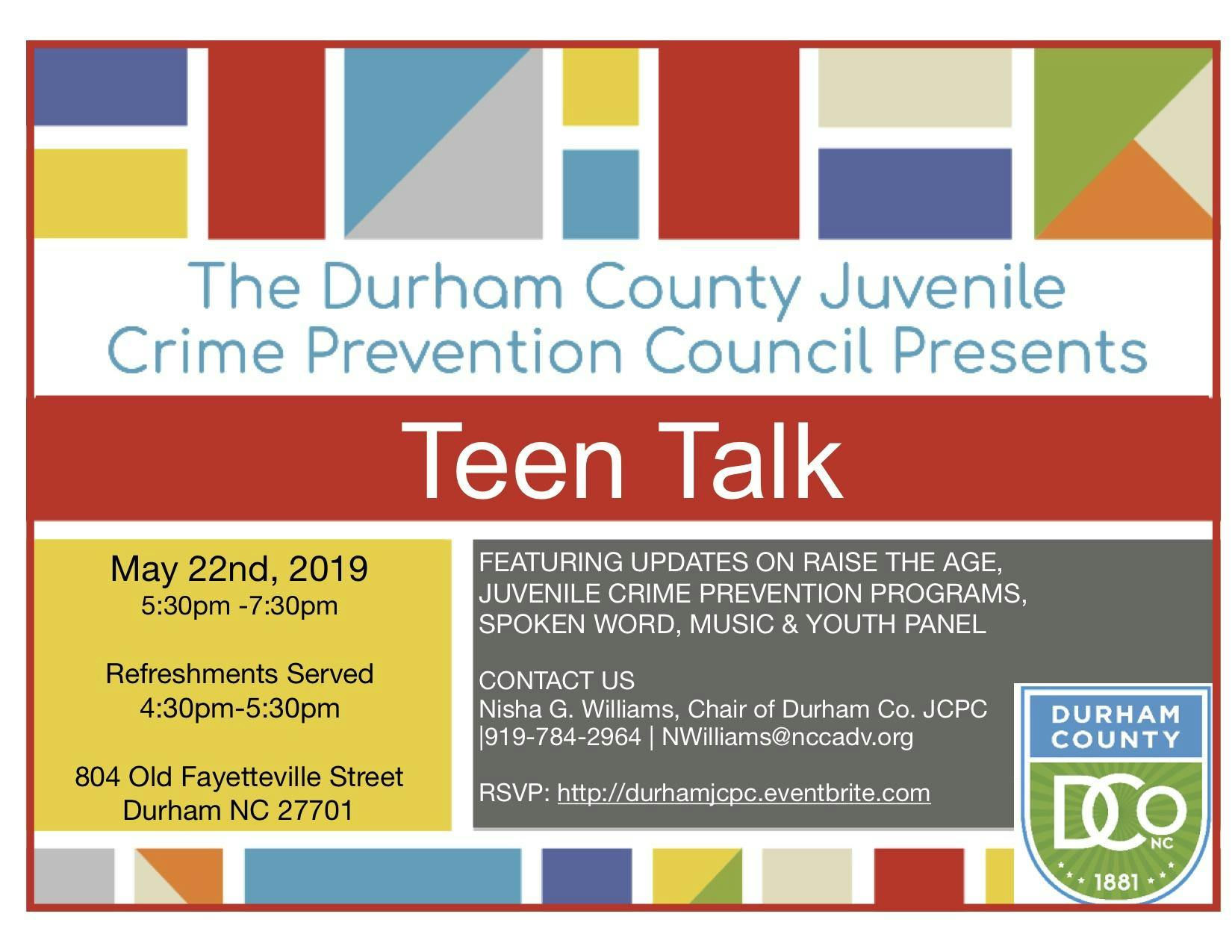 The Durham Juvenile Crime Prevention Council Presents: Teen Talk