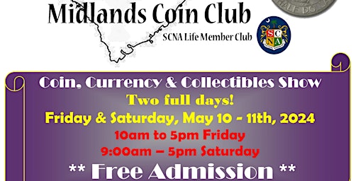 Image principale de Midlands Coin Club Spring Coin Show