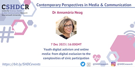 Speaker Series: Annamária Neag on "Youth digital activism and online media" primary image