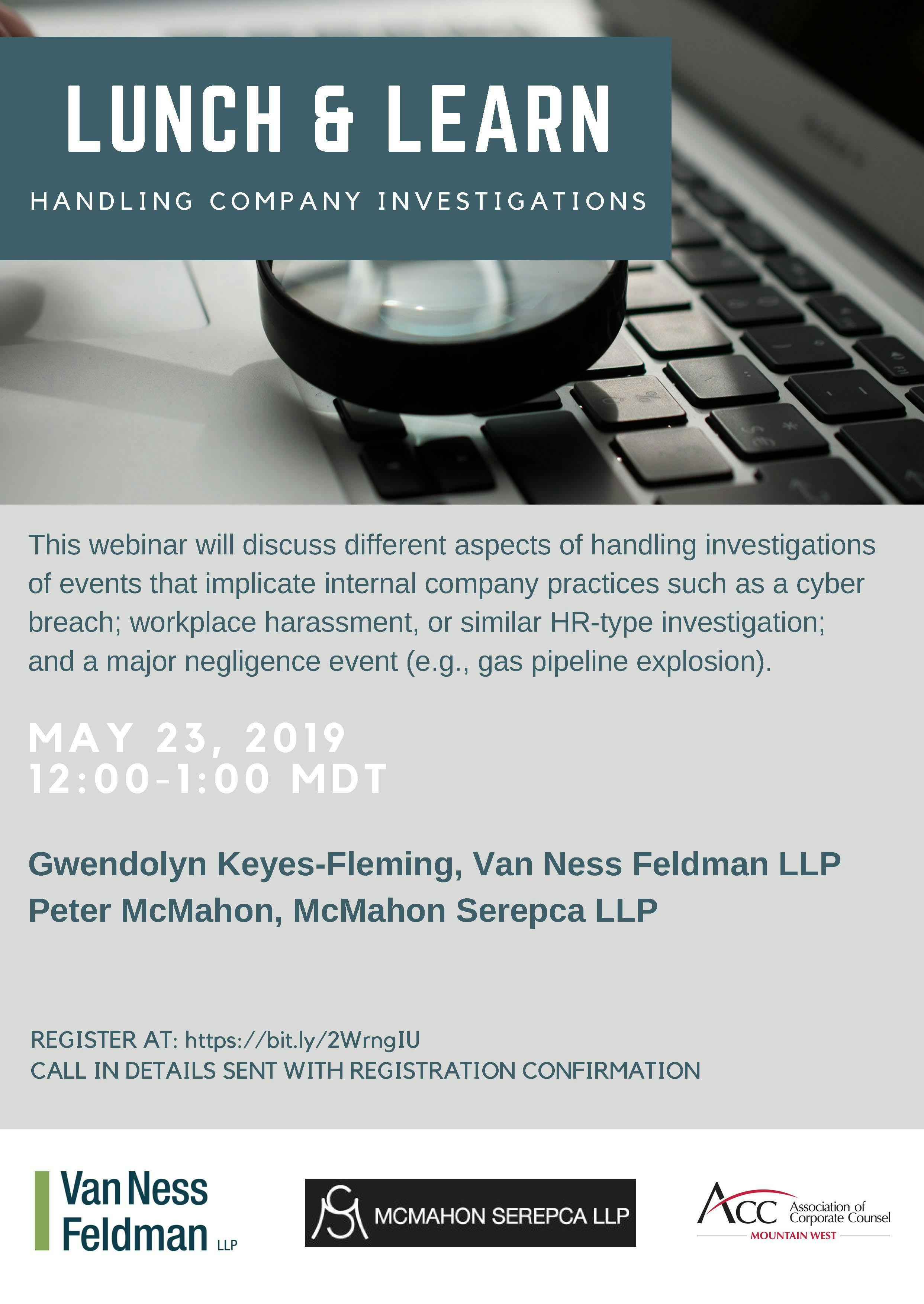 ACC Webinar by Van Ness Feldman: Handling Company Investigations
