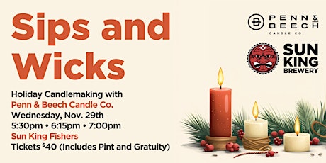 Primaire afbeelding van Holiday Sips and Wicks with Sun King and Penn & Beech Candle Co.