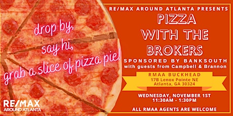 Pizza With The Brokers | RMAA Buckhead primary image