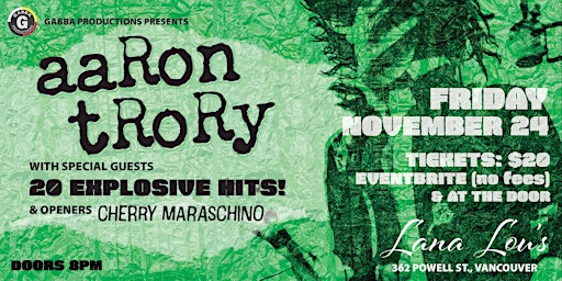 Aaron Trory with 20 Explosive Hits! and Cherry Maraschino primary image