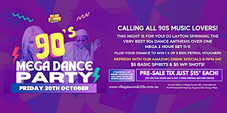 90s MEGA Dance Party at Village Sounds 28s, Void Ringwood! primary image