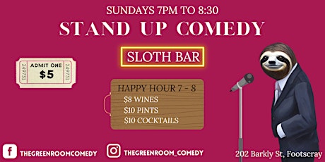 Sunday Comedy at Sloth Bar primary image