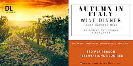 Autumn in Italy Wine Dinner | 5 Paired Courses primary image