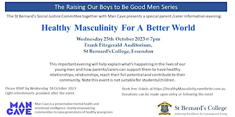 Healthy Masculinity for a Better World - Raising Our Boys to Be Good Men primary image