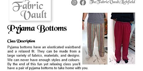 Sewing lessons - Pyjama/Lounge Trousers