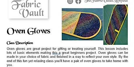 Sewing Lessons - Oven Gloves