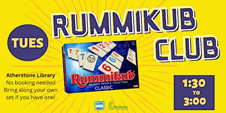 Rummikub Club at  Atherstone Library. Drop In, No Need to Book.