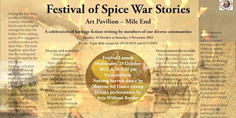 Image principale de Festival of Spice War Stories Launch - presentations, dance and drama