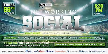 Image principale de Networking Social Spirit Night Event with NSN Orlando Chapter
