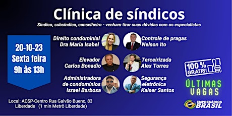 Imagem principal do evento Clinica do síndico, subsíndico e conselheiro