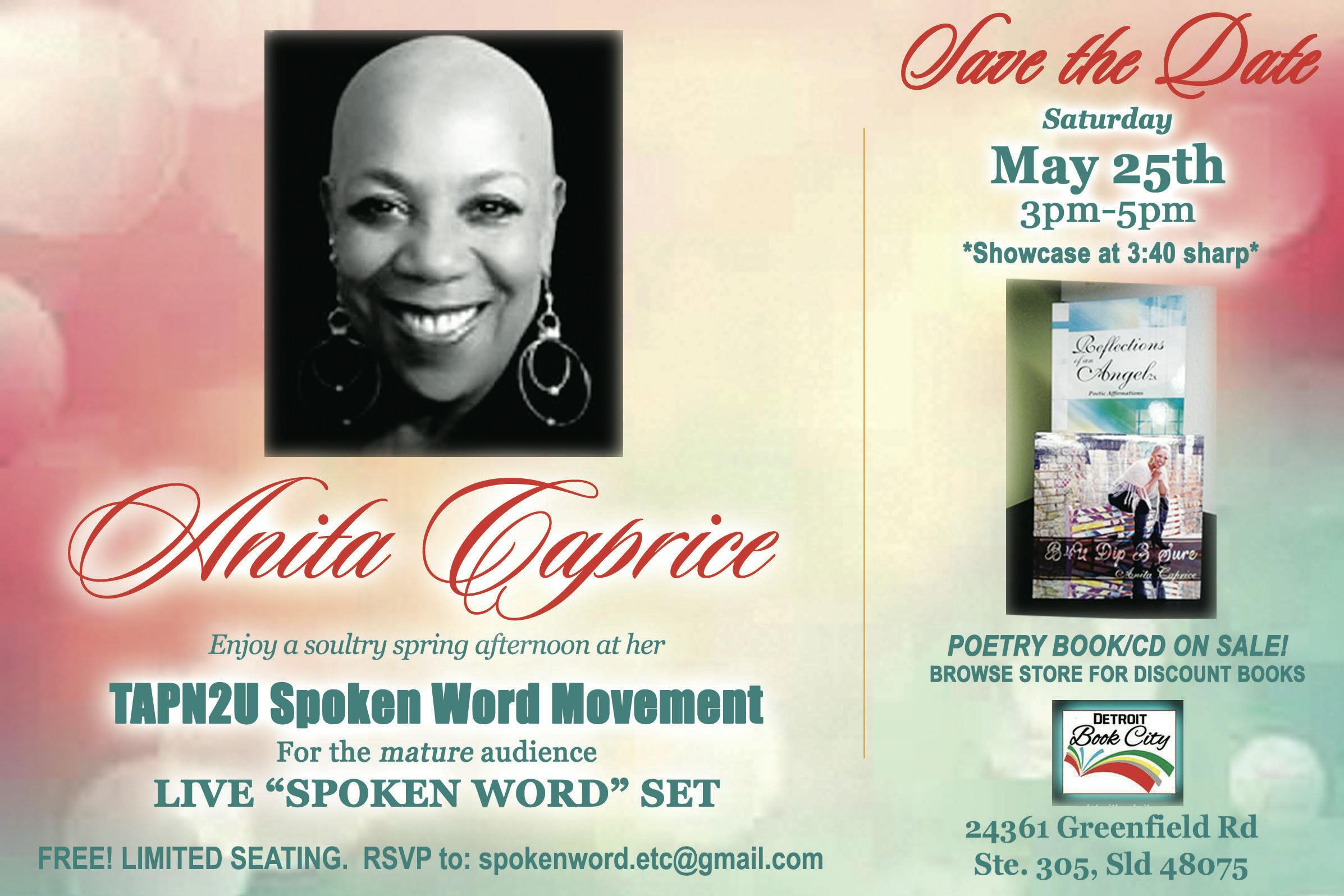 TAPN2U Spoken Word w/Author & Spoken Word Artist Anita Caprice @DBC!