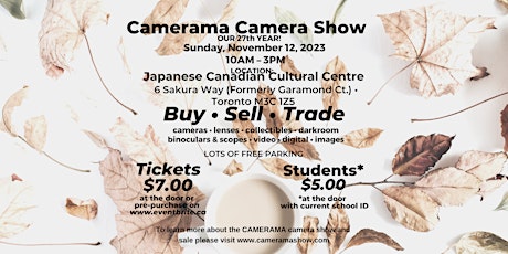 Camerama Camera Show, Sunday Nov. 12, 2023 primary image