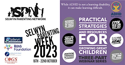 ADHD: 3 Part Webinar Series through ADHD NZ primary image