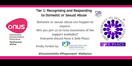 Primaire afbeelding van Recognising & Responding to Domestic or Sexual Abuse (Safe Place) - LCCC