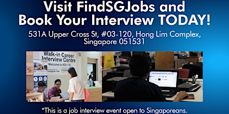 Book your job interview @ FindSGJobs Career Centre TODAY! primary image