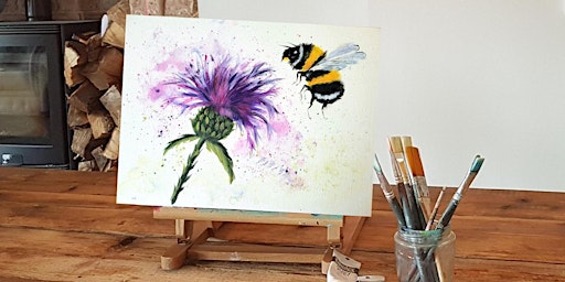 Imagem principal de 'Fuzzy Bee & Thistle’  Painting workshop @ Swan & Cygnet in Wakefield