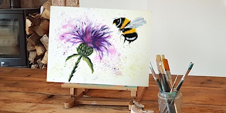 'Fuzzy Bee & Thistle’  Painting workshop @ Swan & Cygnet in Wakefield  primärbild