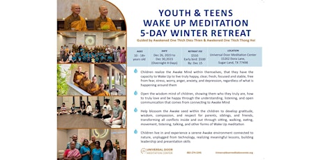 Youth & Teens Wake Up Meditation 5-Day  Winter Retreat - December 2023 primary image