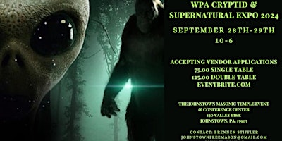 Primaire afbeelding van WPA Cryptid and Supernatural Expo 2024 Vendor Tables