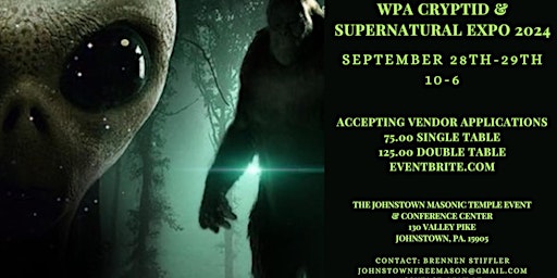 Primaire afbeelding van WPA Cryptid and Supernatural Expo 2024 Vendor Tables