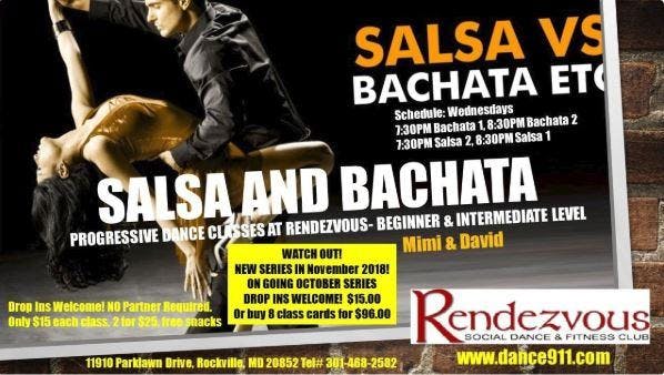 Salsa and Bachata Progressive Classes on Wednesdays in North Bethesda