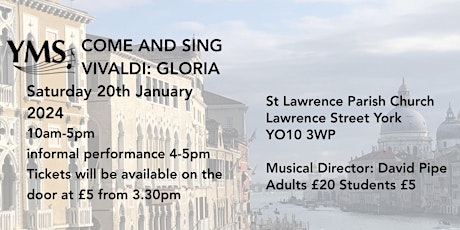 Imagem principal de Come and sing Vivaldi: Gloria YMS (York)
