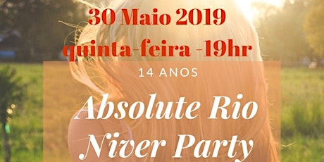 Imagem principal do evento 14 anos do site e apresentação da edição de niver da revista Absolute Rio