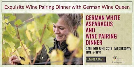 Delectable German White Asparagus & Wine Pairing Dinner with German Wine Queen at Namo primary image