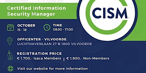 Primaire afbeelding van 4 days in-person CISM Certification Training